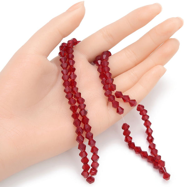 250pcs Creative Club Faceted Bicone Crystal Glass Beads, Siam Red Red, 6mm (0.24 Inch), Hole ID 1mm, CCB605