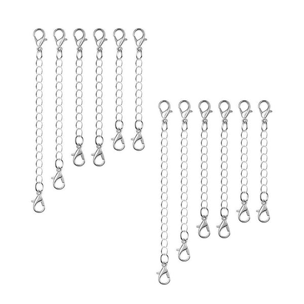 10pcs 304 Stainless Steel Chain Extenders, Double Lobster Clasp Chain Extension, Tarnish Resistant, Size Selections: 2 inch/3 inch/4 inch/5 inch/6 inch