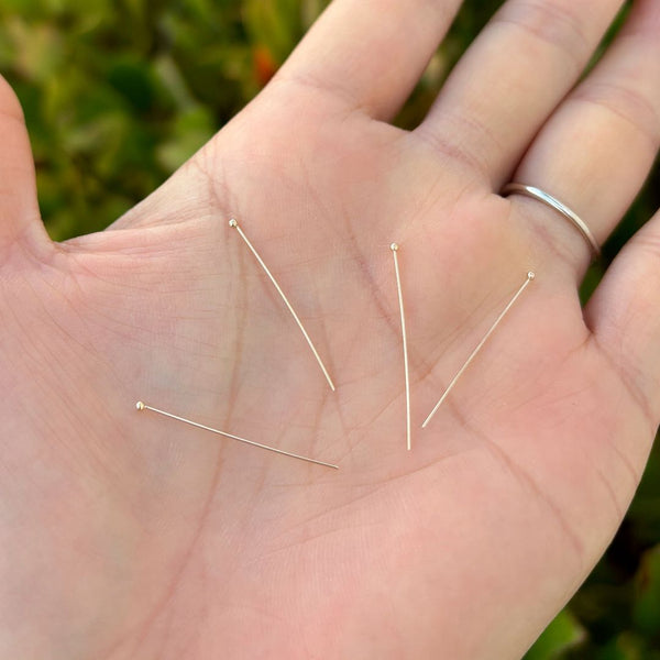 20pcs Real 1/20 14K Gold Filled Ball Head Pins Headpin, Thin 26 Gauge/0.4mm, Length Selections: 1 inch/1.5 inch