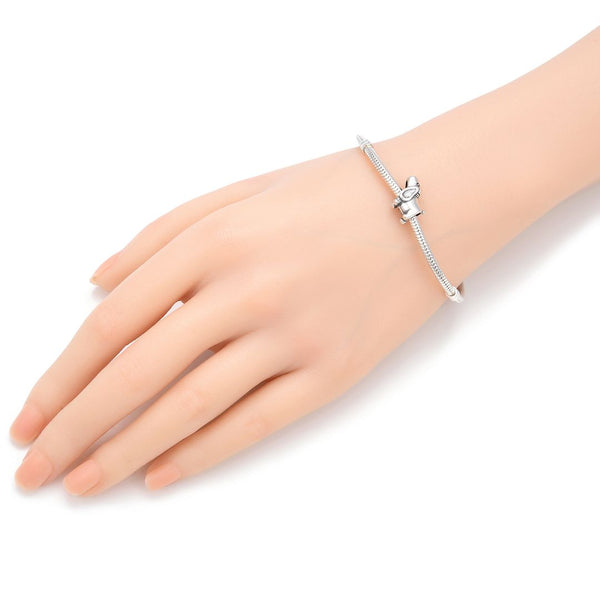 1pc Cute Solid 925 Sterling Silver Dog Charm Puppy Bead, Compatible with Pandora All Other Charm Bracelets, EC2-A2