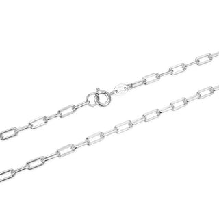 1pc 925 Sterling Silver Paperclip Cable Link Chain Necklace, Tarnish Resistant Rhodium Plated, 2.5mm, Strong, Length Selections: 18/20/22/24/26 inch