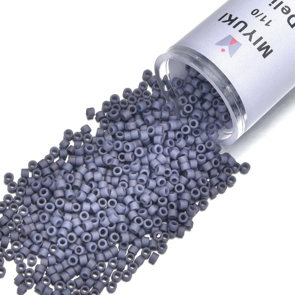30g Miyuki Delica 11/0 Seed Beads, Opaque Matte Glazed Thistle DB2292