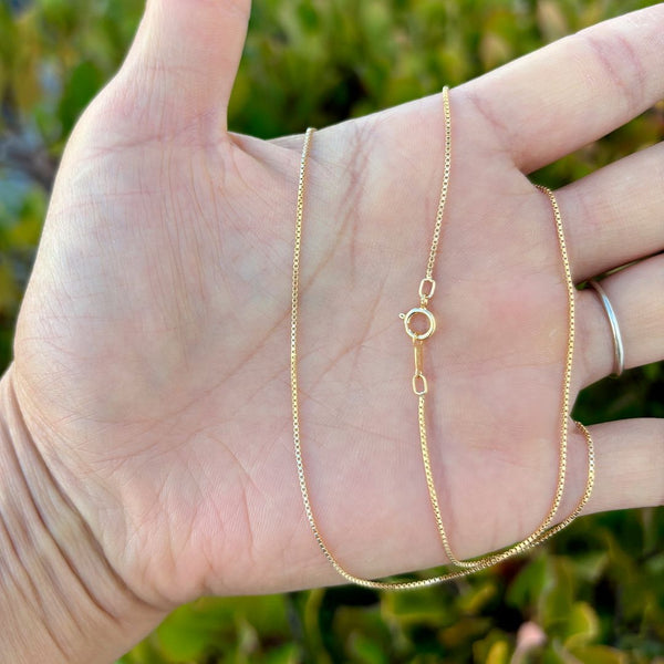 1pc 1/20 14K Gold Filled Sturdy Box Link Chain Necklace, 0.8mm Width/Thin Small, 18 Inch, Non Tarnish, KC21-18