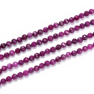 Natural Red Ruby Gemstone Tiny Small Faceted Round Beads, 4mm, Hole ID 0.6mm, 15 Inch/1 Strand, GK4-18