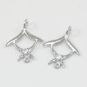 4pcs 925 Sterling Silver Fancy Earring Jewelry Connectors, Cubic Zirconia CZ, Tarnish Resistant Rhodium Plated,15x12mm, SS38