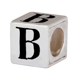 Solid Sterling Silver Alphabet Letter B Name Initial Bead, Compatible with Pandora all Other...