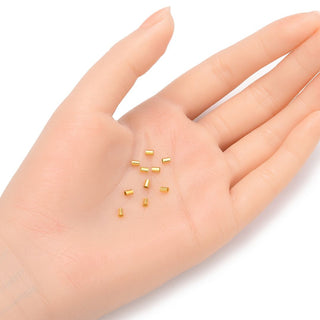 50pcs 925 Sterling Silver Crimp Tubes, Real 18K Yellow Gold Plated, Size Selections: 1.6mm/2mm/3mm