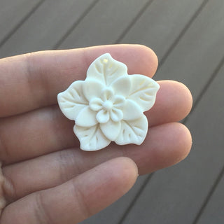 1pc Lovely Hand Carved White Buffalo Bone Drop Pendant, Symbol of Strength Prosperity Pendant, with Sterling Silver Bail, 1.3 Inch, BP-3