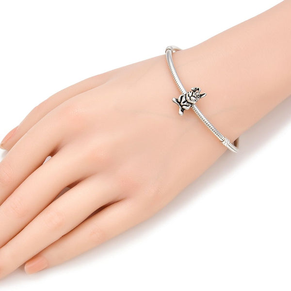 20pcs Cute Bunny Rabbit Large Hole Beads, Hole ID 4.5mm, Antique Silver, Zinc Alloy Metal, MEC-A5