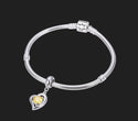1pc 925 Sterling Silver Love Heart November Birthstone Charm Drop, Yellow Topaz Cubic Zirconia CZ, 26mm (1 inch) Long, Hole ID 4.5mm, EC1-E11