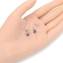 1 Pair 925 Sterling Silver February Birthstone Round Cut Stud Earrings, 6mm/0.84 Carat Cubic Zirconia CZ Created Purple Amethyst Stone, SSE48-2