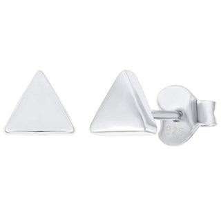 1 Pair Solid 925 Sterling Silver Stud Earrings, Triangle Delta Ear Studs, Small Tiny, SSE97-1