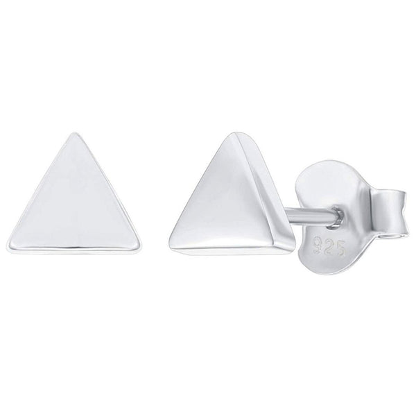 1 Pair Solid 925 Sterling Silver Stud Earrings, Triangle Delta Ear Studs, Small Tiny, SSE97-1