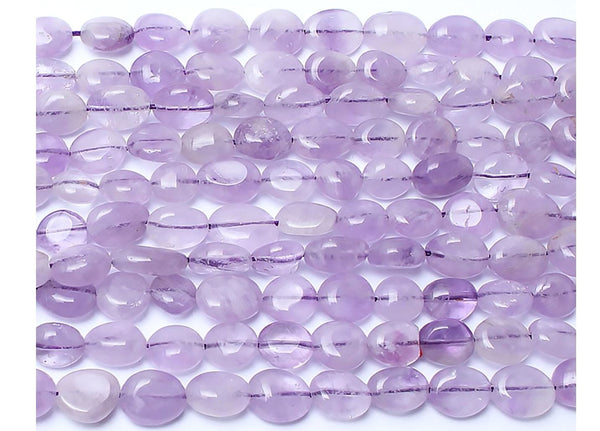 Natural Purple Lavender Jade Gemstone Oval Tumbled Pebble Beads, Irregular, 6mm to 8mm, Hole ID 1mm, 15 Inch/1 Strand, GZ11-19