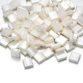 10g Miyuki Full Tila Square Seed Beads 5x5mm, Ceylon Antique Ivory Pearl (TL-592)