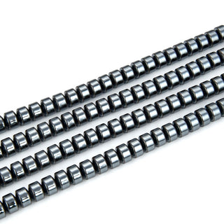 Grade A Natural Black Hematite Gemstone Rondelle Beads, 1 Strand/15 Inch, 8x6mm, Hole ID 1mm, GFC9-1