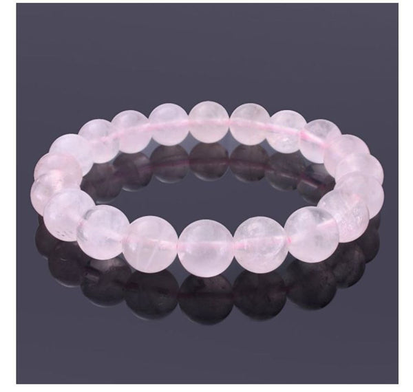 1 Strand Stretch Natural Pink Rose Quartz Beaded Gemstone Bracelet, 8mm Bead, Length Selections: 7 inch/7.5 inch/8 inch/8.5 inch