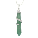 1pc Natural Green Aventurine Hexagonal Pile Gemstone Pendant Necklace, 18 Inch Surgical Stainless Steel Chain, GGP-D10