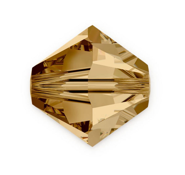 100pcs Preciosa Small Faceted Bicone Crystal Beads, Light Colorado Topaz, 4mm, Hole ID 0.9mm, Pre-B435