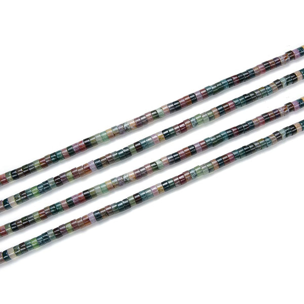 Natural Indian Agate Gemstone Heishi Tube Rondelle Beads, 4x2mm/Small, Hole ID 0.9mm, 14.5 Inch/1 Strand, GH-C13
