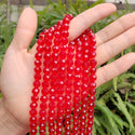 140pcs Creative Club Faceted Round Crystal Glass Beads, Light Siam Red, 8mm, Hole ID 1mm, CC2R806