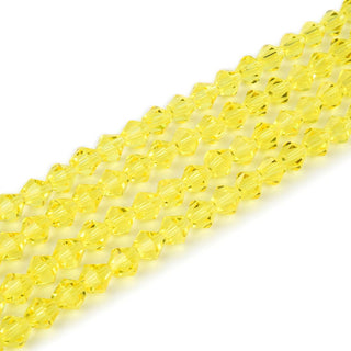 250pcs Creative Club Faceted Bicone Crystal Glass Beads, Light Topaz Yellow, 6mm (0.24 Inch), Hole ID 1mm, CCB609