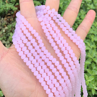 500pcs Creative Club Faceted Rondelle Crystal Glass Beads, Pink Rose Opal, 4x3mm Small Tiny, Hole ID 1mm, CCR430