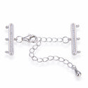 1 Set 925 Sterling Silver 3 Strands Clasp, Adjustable Chain, Cubic Zirconia CZ Diamond, Tarnish Resistant Rhodium Plated, SS395
