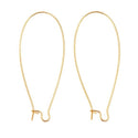 100pcs Earring Hooks Kidney Ear Wire, 18K Yellow Gold Plated Brass, Size Selections: 18mm/25mm/30mm/36mm/43mm/47mm