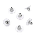 100pcs Earring Backs, Clear Plastic Pad Earnut Replacement, Sterling Silver Plated Brass, 10mm, CF230-1