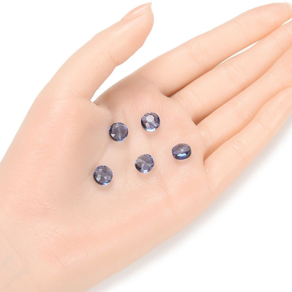 25pcs Adabele Austrian Faceted Flat Round Coin Crystal Beads #5052, Dark Indigo, 8mm, Hole ID 1mm, SSMR820
