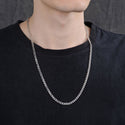 1pc 925 Sterling Silver Diamond Cut Curb Link Chain Necklace, Tarnish Resistant Rhodium Plated, 4mm, Large Thick Strong, Length Selections: 16/18/20/26/28 Inch