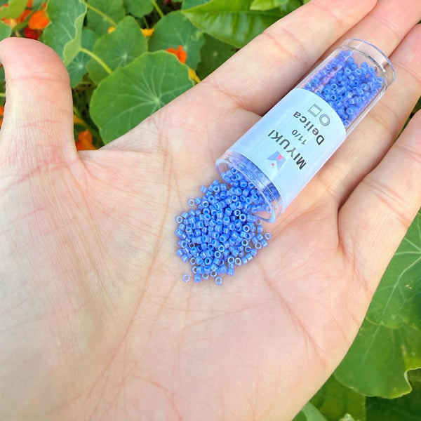 7.5g Miyuki Delica 11/0 Seed Beads, Opaque Bright Purple DB661