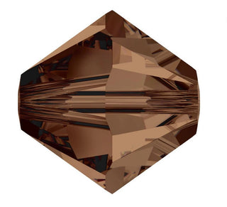 100pcs Preciosa Faceted Bicone Crystal Beads, Smoked Topaz, Size Selections: 3mm/4mm/6mm