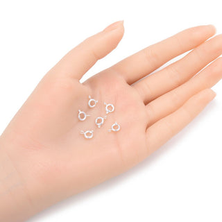 50pcs Trigger Springring Clasps, Sterling Silver Plated Brass, Size Selections: 6mm/7mm