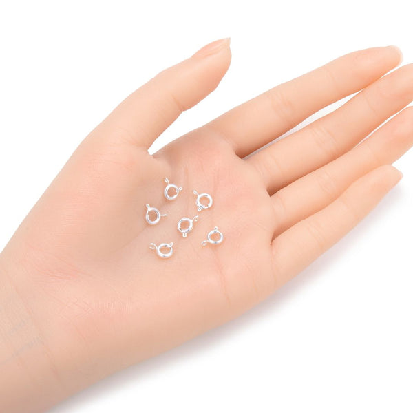 50pcs Trigger Springring Clasps, Sterling Silver Plated Brass, Size Selections: 6mm/7mm