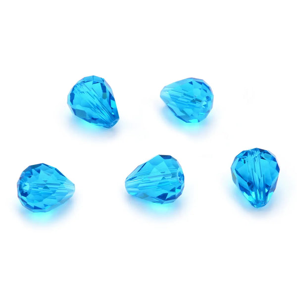 24pcs Adabele Austrian Faceted Teardrop Crystal Beads #5500, Capri Blue, 12mm x 10mm, Hole ID 1.2mm, SST-1225