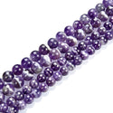 Natural Banded Purple Amethyst Gemstone Round Beads, 15 Inch/1 Strand, Size Selections: 4mm/6mm/8mm/10mm