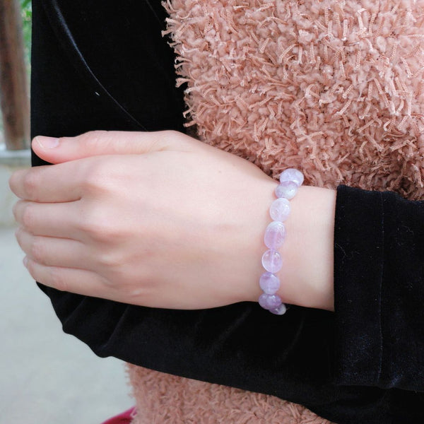 1 Strand Stretch Natural Purple Lavender Jade Free Form Gemstone Bracelet, 7-10mm Beads, Length Selections: 7 inch/7.5 inch