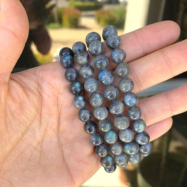 1 Strand Stretch Natural Grade A Labradorite Beaded Gemstone Bracelet, 8mm Bead, Length Selections: 7 inch/7.5 inch/8 inch/8.5 inch
