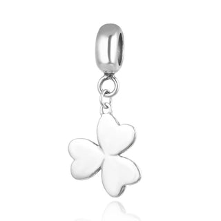 Real 925 Sterling Silver Shamrock Clover Heart Petal Flower Bead Charm Pendant