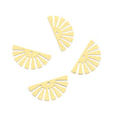20pcs Raw Brass Half Round Semicircle Fan Pendant Drop, 24.5mm, Unplated/Uncoated, CX-A29