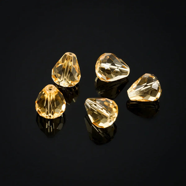 24pcs Adabele Austrian Faceted Teardrop Crystal Beads #5500, Golden Champagne, 12mm x 10mm, Hole ID 1.2mm, SST-1228