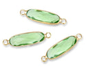 10pcs Grade A August Peridot Green Rectangle Bar Birthstone Links, 18K Yellow Gold Plated Brass, 21x7mm, CCP9-G8