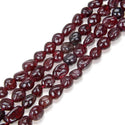 Natural Garnet Dark Red Gemstone Oval Tumbled Pebble Beads, Irregular, 5mm to 8mm, Hole ID 1mm, 15 Inch/1 Strand, GZ11-58