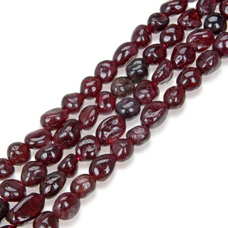 Natural Garnet Dark Red Gemstone Oval Tumbled Pebble Beads, Irregular, 5mm to 8mm, Hole ID 1mm, 15 Inch/1 Strand, GZ11-58