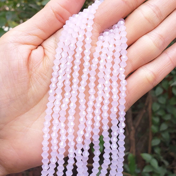 500pcs Creative Club Faceted Bicone Crystal Glass Beads, Rose Opal, 4mm (0.16 Inch) Small Tiny, Hole ID 0.9mm, CCB430