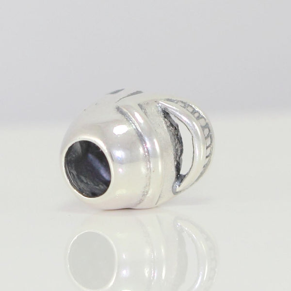1pc Solid 925 Sterling Silver Football Helmet Bead Charm, Compatible with Pandora All Other Charm Bracelet, EC145