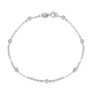 1pc 925 Sterling Silver 3mm Bead Station Cable Chain Bracelet, Length Selections: 7 inch/7.5 inch