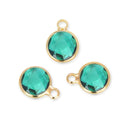 10pcs Grade A May Emerald Green Birthstone Charm Drops, 18K Yellow Gold Plated Brass, 6mm Small, CCP2-G5